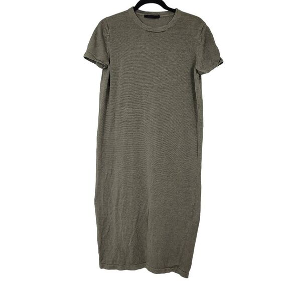 Jenni Kayne 100% Linen Everyday T Shirt Dress Sz XS Sage Green Knit Minimalist - Picture 2 of 8